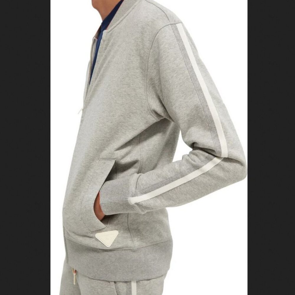 *NEW Scotch & Soda Full Zip Bomber Sweater Grey/Orange Size Medium